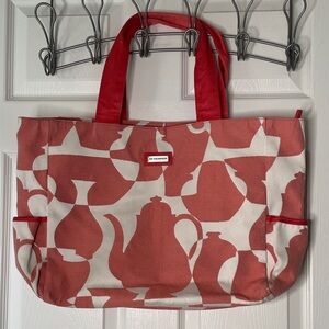 Jim Thompson Teapot Print Canvas Shoulder Tote Bag Handbag